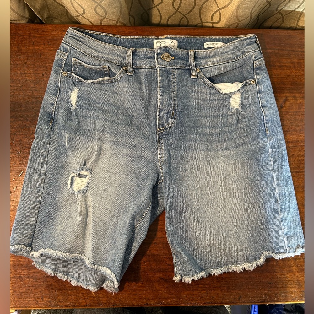 Sofia by Sofia Vergara Light Blue Distressed Jean Shorts